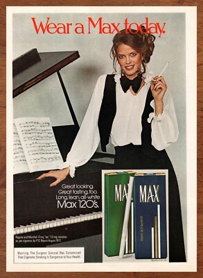 1978 Max 120's Cigarettes Vintage Print Ad/Poster Kent 70s Man Cave Bar Pop Art 