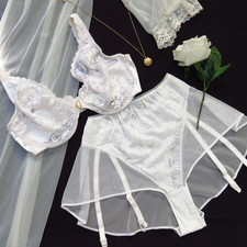 1980's vintage lingerie sheer mesh garter pantie by Warner's