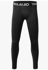 Telaleo Boys Youth Compression Leggings Pants Base Layer Black Large