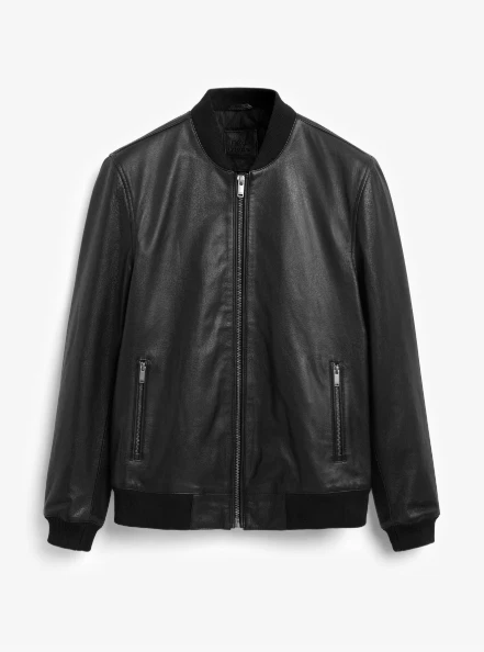 new men's premium genuine leather bomber jacket