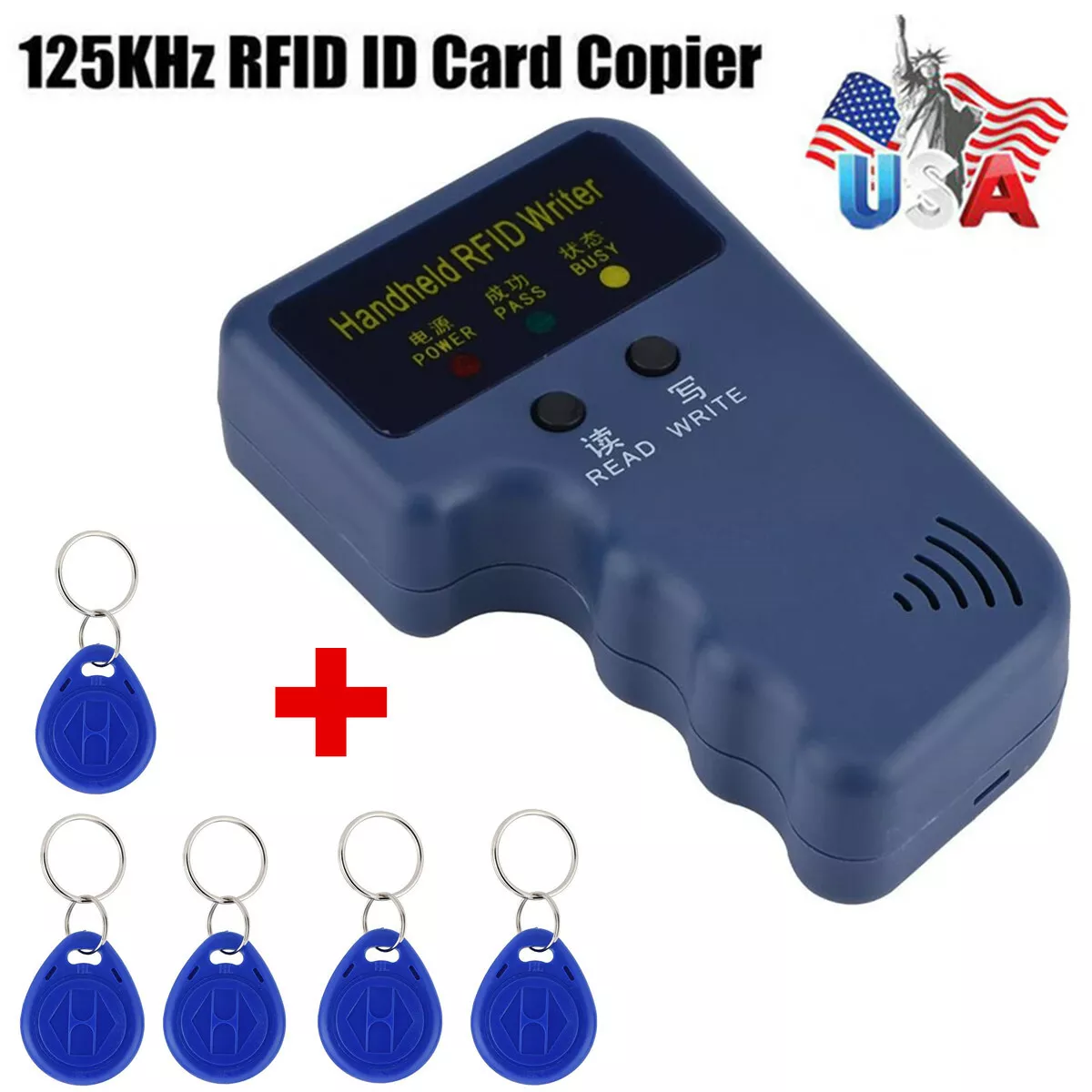 Rfid Reader Writer Card Reader, Usb Id Card Writer & Copier 125khz Usb Rfid  Card Duplicator With 5pcs Key Tag