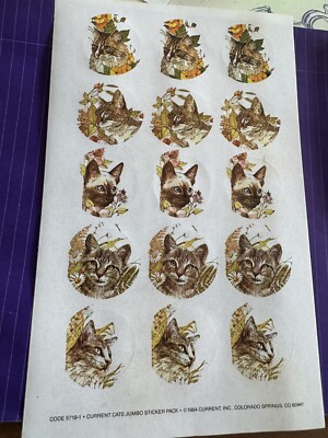 Vintage Kitty sticker Sheet 1984 Made By Current unused mint