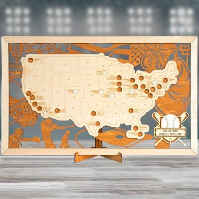 HYPERI Baseball Stadium Map, Baseball Stadium Tracker Checklist, Major 