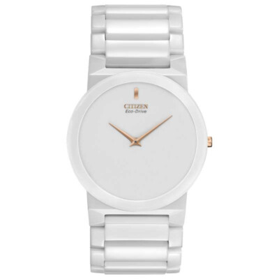 Citizen AR3050-52B White Gold Ceramic Stiletto Eco-Drive Men's