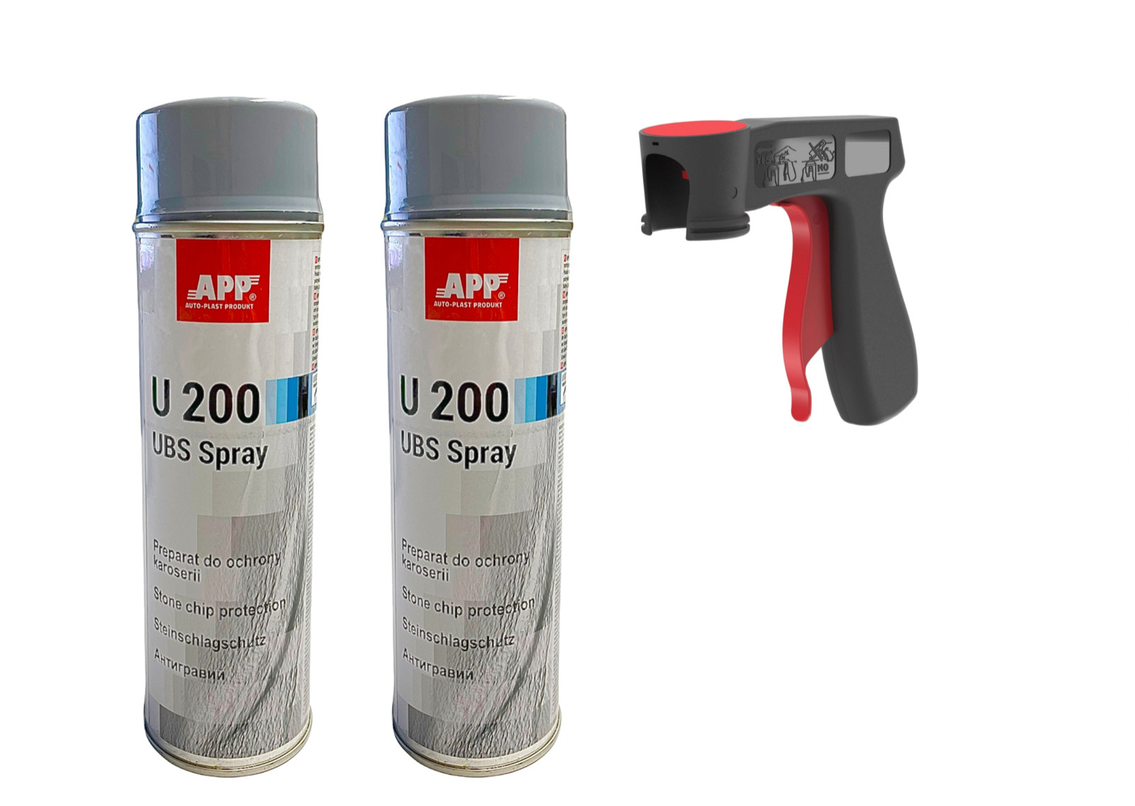 2 Bombes Anti-Gravillon Gris Carrosserie 500ml avec Poignée Aérosol Ergonomique