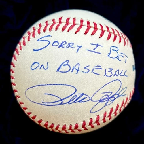 Pete Rose “Sorry I Bet On Baseball” Signed Official Major League Baseball. JSA