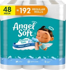 Angel Soft Toilet Paper with Fresh Linen Scented Tube, 48 Mega Rolls  192 Regul