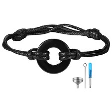 Circles Cremation Urn Bracelet for Ashes for Men Women Adjustable Cord Wristband