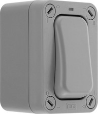 BG Electrical Outdoor Slim Single Wall Switch with LED Indicator, Weatherproof,