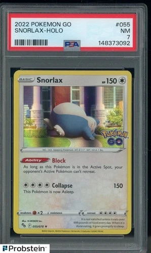 2022 Pokemon Go #055 Snorlax - Holo PSA 7 NM