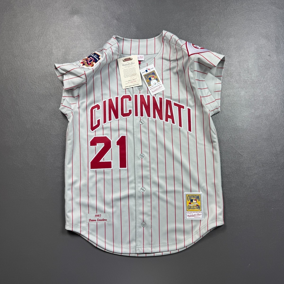 100% Authentic Deion Sanders Mitchell Ness 1997 Cincinnati Reds