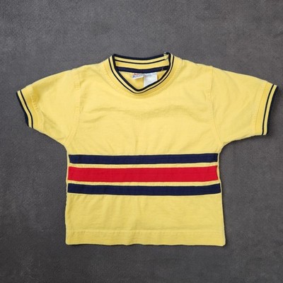 Vintage Mc Kids Shirt Boys Size 5 Yellow Striped Short Sleeve Cotton Tee