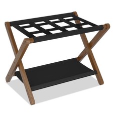 Luggage Rack, Folding Suitcase Stand with Storage Shelf, Luggage Holder with ...