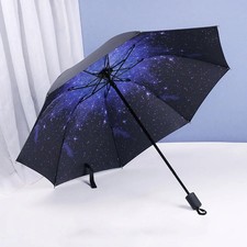 Foldable Inner Printed Small Black Umbrella, Sunny And Rainy Dual-use UV Protect