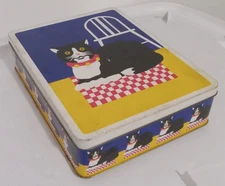 VTG Boxy Cat Cookie Tin- Storage Container, Gift Box |9.25" x 7" x 1.25"|