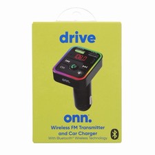 Onn. Bluetooth FM Car Charger with LCD Screen and Type C Connector Call And Musi