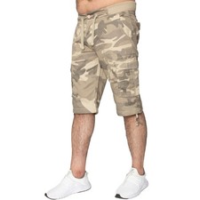 Mens Enzo Cargo Shorts Lightweight Casual Summer Elasticated Camo Half Pants