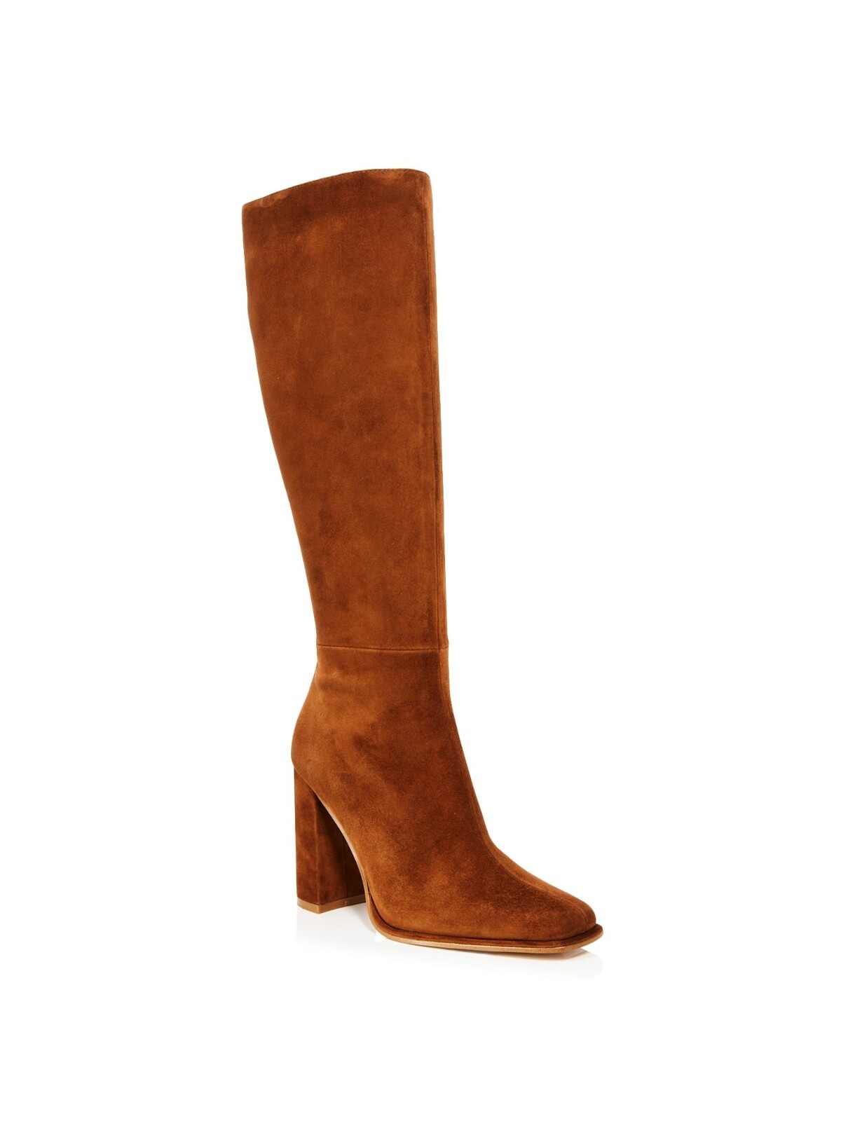 AQUA Womens Brown Goring Leigh Square Toe Block Heel Leather Heeled Boots 95 11090₽