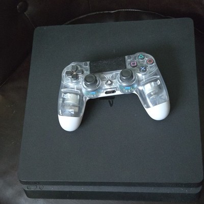 Sony PlayStation 4 Slim Black Console And Controller.