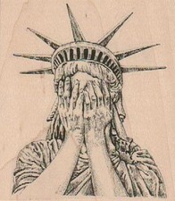 Weeping Statue of Liberty 3 x 3 1/4" Rubber Stamp, Statue of Liberty Stamp