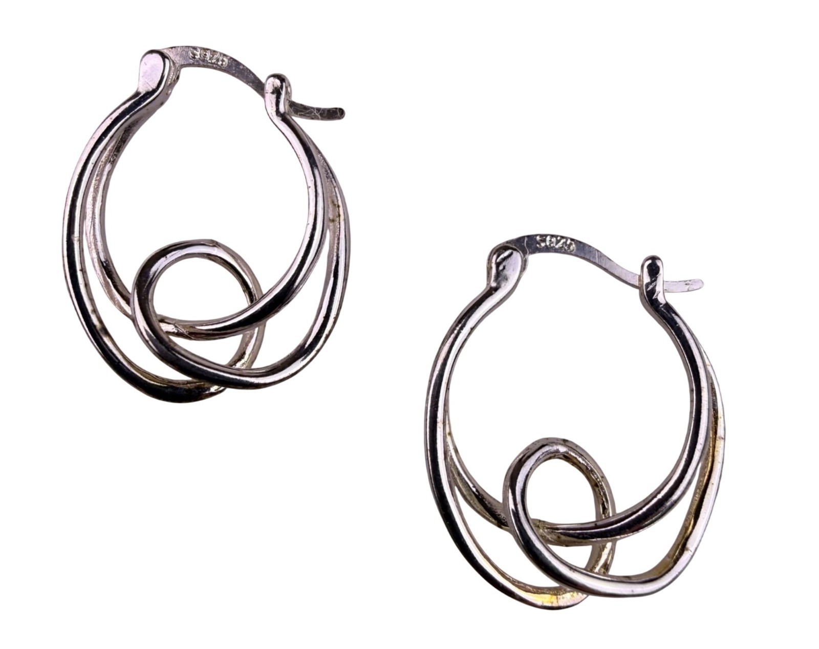 Sterling Silver Womens Twisted Loop Earrings .925… - image 1