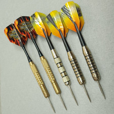 Lot of 5 Steel Tip Darts Harley Davidson Flights Mixed Brass Barrels