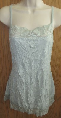 MAURICES SEA FOAM CRINKLE LACE trim boho grunge layering tank top shirt sz 0X