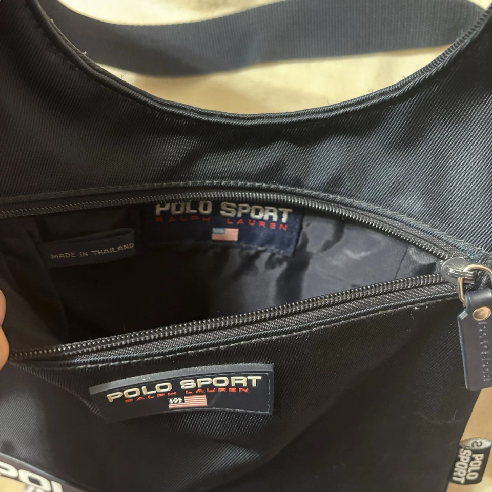 Bolso Bandolera Polo Sport Ralph Lauren Nylon Mini Mensajero Azul Marino Y2K Foto 3 de 4