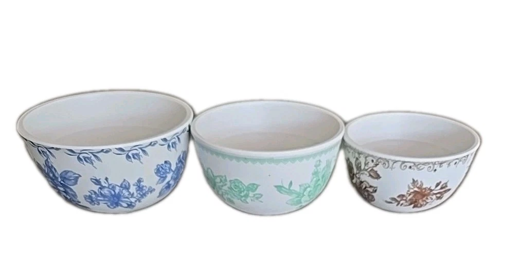 ~ Three (3) Pioneer Woman ~ Melamine ~ Measuring Cups/Bowls ~ AGATHA Pattern