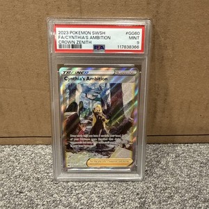 2023 POKEMON SWORD & SHIELD CROWN ZENITH #GG60 FULL ART/CYNTHIA'S AMBITION PSA 9