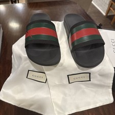 Gucci Web Men's Rubber Slide Sandal - Black Rubber, US 8 Men s