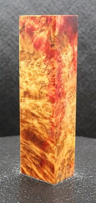 Stabilized Flaming Red Box Elder Hidden Tang Wood Block (AR312)