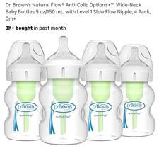 Natural Flow Anti-Colic Options Wide-Neck Baby Bottles 9 oz/270 mL,