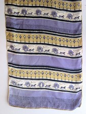 Vintage MCM Purple and Yellow Silk Scarf Featuring a Horse and Carriage