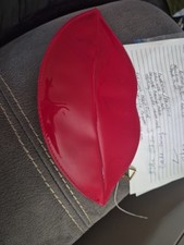 90s Moschino Parfums Red Lips Shaped Pop Art Clutch Bag