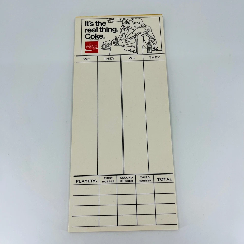 VTG COCA COLA IT’S THE REAL THING Playing Card BRIDGE TALLY SCORE CARD / PAD C3 - Image 2 of 3