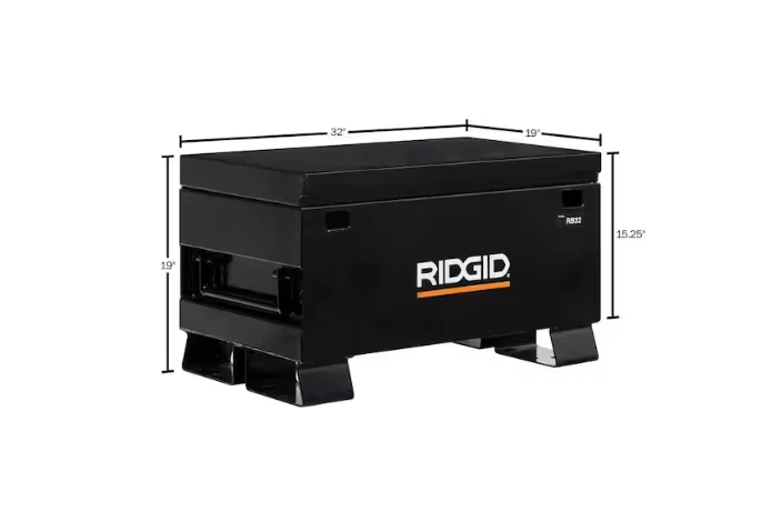RIDGID 32 In Portable Jobsite Tool Box Weatherproof 19"Hx32"Wx19"D Padlock Ready - Image 4 of 4