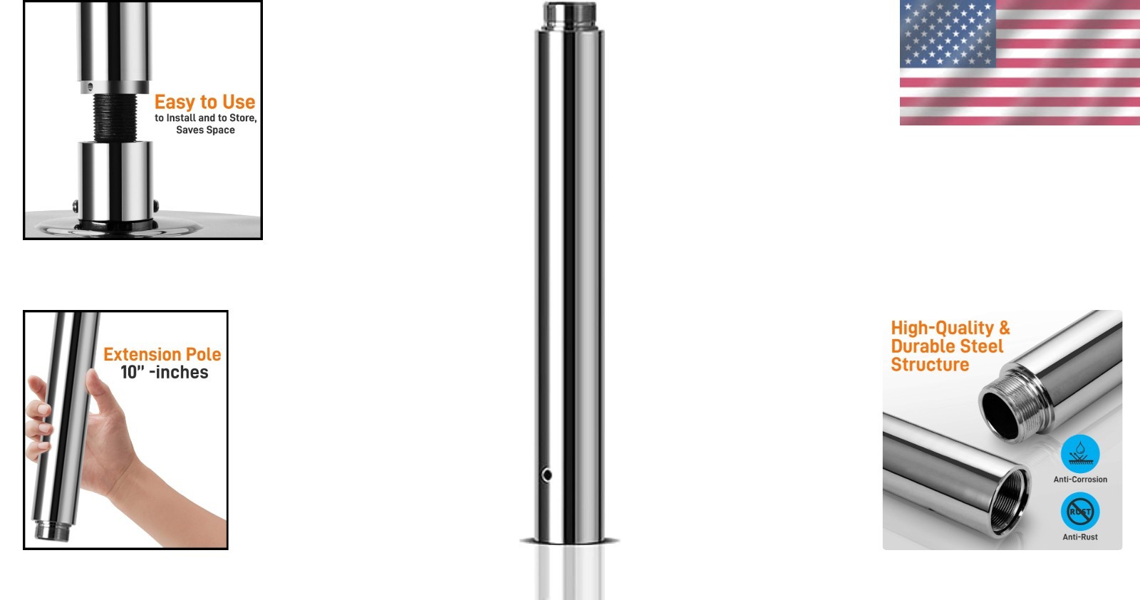 Easy-Setup 45mm Professional Dance Pole 10" Extension – For Dance & Fitness