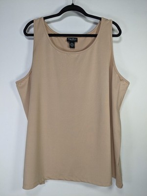 Maggie Barnes Size 3X Tan Knit Stretch Sleeveless Tank Top NWT