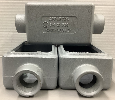 Lot of 3 Appleton 21FSC 3/4'' Conduit Outlet Box 18cu'' (B12)