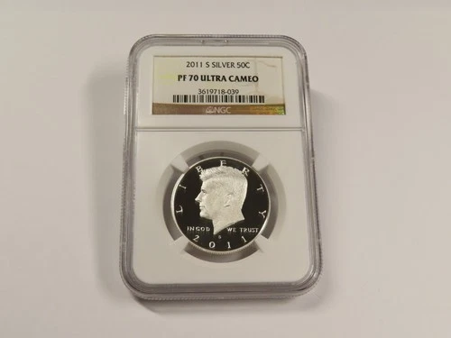2011 S NGC PF70 ULTRA CAMEO SILVER PROOF KENNEDY HALF DOLLAR COIN. 50 CENT