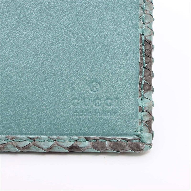 Gucci Leather Python Wallet Green Compact Unisex … - image 6