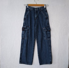WRG Jeans Cargo Boys 12 Slim Blue Denim Adjustable Waistband Pants Cotton Kids