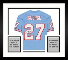 Framed Eddie George Houston Oilers Signed Mitchell & Ness Blue Replica Jersey