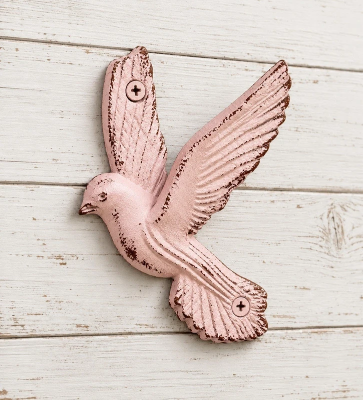 Antiqued Cast Iron Bird Wing Wall Mounted Hooks Metal Bird Coat