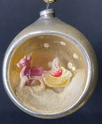 Diorama 3D vintage Natale vetro mercurio rientranza Babbo Natale slitta ornamento
