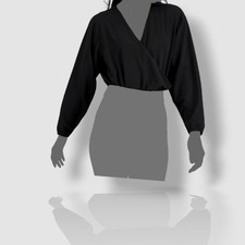 59 Alfani Women's Black Surplice V-Neck Bodysuit Size XL