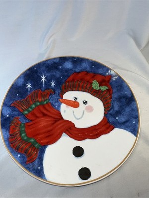 Nantucket Dist. Holiday Woolie Snowman Decorative Plate 12.5'' Not Food Safe