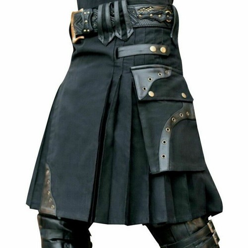 Echter Rindsleder-Kilt Für Herren – Handgefertigter Schottischer Plisseekilt Für LARP, Festivals & Mehr