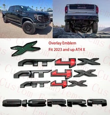 4PCS Doors Rear Gloss Black Red AT4X OVERLAY Emblem 2023+ GMC Sierra 1500